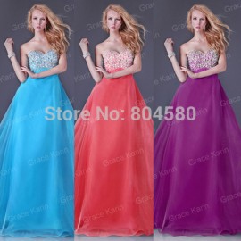   Fashion Beaded Long Prom Gown Dinner Party dresses Formal Evening Dress 8 Sizes CL3107