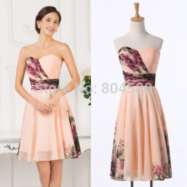   Sexy Women Floral Print dress Runway Vintage Party Gown Short Pattern Evening Prom dresses Formal CL7501