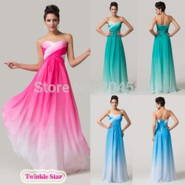 Fashion Strapless FloorLength Colorful Chiffon Sexy Sleeveless  Long Prom Party Gown Formal Evening dress CL6173