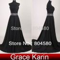 Grace Karin 1PCS/LOT Long Stunning Strapless Chiffon Prom Gown Black Evening Dress  CL2425