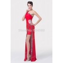 Grace Karin One Shoulder Side Slit Long Party Gown Red Formal Evening dress Sexy Bandage Prom dresses  CL6275