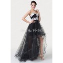 Sweetheart Tulle Appliques Short Front Long Back Prom dress Sleeveless Evening dresses Bandage Formal Gown  CL6191