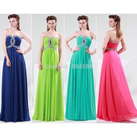 stock A-line sweetheart elegant off-shoulder Sleeveless Formal Party Gowns Chiffon long evening dress CL4413