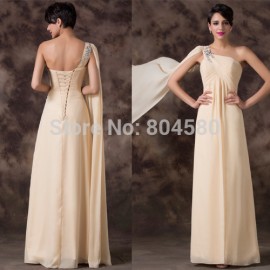 Grace Karin    One Shoulder Chiffon Long Formal Prom Party Dress women evening gown with sequins CL6212