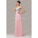 Grace Karin Elegant Pink Floor Length See Through Back Beaded Evening Dress Formal Prom Party Gown Long Chiffon Dresses CL6110