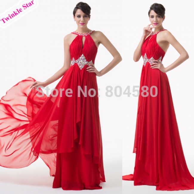 Grace Karin Elegant Red Carpet Floor Length Formal Occasion Evening dress Beads Homecoming Dance Party dresses CL6184