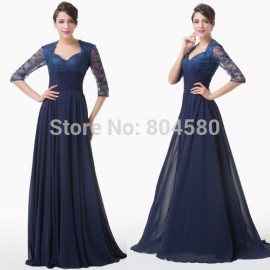 Grace Karin Floor Length Half Sleeve Evening dress   Lace Applique Long prom dresses Formal Special Party Gown CL6234 