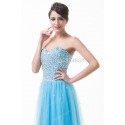 Grace Karin High quality  Strapless Tulle Ball Gown Floor Length Sexy Party dresses Formal Evening dress women Blue CL6255