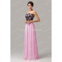 Grace Karin In Stock Strapless Lace Embroidery A Line Pink Chiffon Formal Evening Gowns Long Prom dresses for Women Party CL6142
