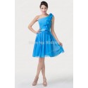Grace Karin Knee Length Blue Chiffon One Shoulder Party Gown Short Evening Prom dresses  CL6217