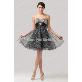 Grace Karin Knee length Off shoulder Tulle Party dresses Short Evening Dress women Prom gowns Elegant vestido de festa CL6139