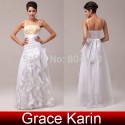 Grace Karin Long Design Strapless Spaghetti Straps White Evening Dresses formal Dinner Party Gown CL6000