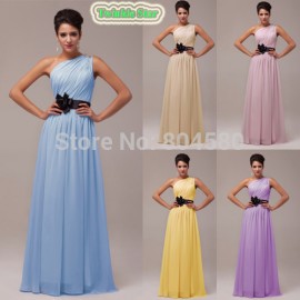 Grace Karin One Shoulder Long Chiffon Prom Celebrity Dresses Sleeveless Women Party Dress Formal Evening Gown  Stock CL6016