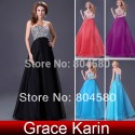 Grace Karin Organza Black Pink Blue Purple Long Birthday Party Prom Gown Bridesmaid dresses  CL3107