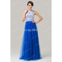 Grace Karin Sleeveless Tulle Floor Length Blue Prom Gown Long Evening dresses Women party dress Formal gowns CL6106