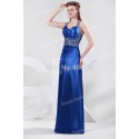 Grace Karin Stock Strapless Halter Silk-Like Floor Length Maxi Evening Dress Long Prom Party Dresses Formal Gowns Blue CL4406