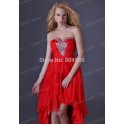 Grace Karin Sweetheart Short Front Long Back Women Chiffon Party Gown High-Low Formal Evening Dress  Prom dresses Red CL3517
