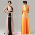 Grace Karin Two Colors Deep V Neck Printed Ombre Celebrity dresses Colorful Long Evening Gown Formal Prom Banquet dress CL6172