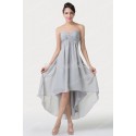 Grey Autumn Strapless Women Casual Homecoming Party Dress Short Front Long Back Evening Prom dresses Gown Lace-Up Back CL6216