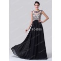 High Neck Cap Sleeve Winter Black Color Runway Embroidery Prom dress Formal Party Gown Special Evening dresses  CL6267