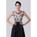 High Neck Cap Sleeve Winter Black Color Runway Embroidery Prom dress Formal Party Gown Special Evening dresses  CL6267