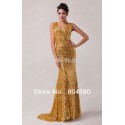High Quality Charming Grace Karin Stock Sequins Deep V Formal Prom Bandage Party Gown Sheath Long Evening Dress  CL6052