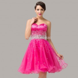 High Quality Grace Karin Knee Length Sequined Prom Dress Pink Cheap Short Ball Gown Evening party dresses Graduation  CL6145