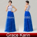 Hot Grace Karin Sleeveless Satin Floor Length Lace Party Gown Long Celebrity dresses Women Evening dress Formal Prom CL6106