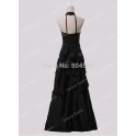 Hot Selling Fashion Floor-Length Halter Backless Evening Dress Black Formal Prom Party Gown  CL6074