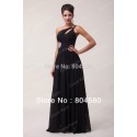 Hot Selling Grace Karin Stock One shoulder Chiffon Black Formal Evening Dress Long Celebrity Dresses  CL6058