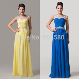 Hot! Sleeveless Backless Chiffon Maxi Long Formal dress Evening prom Gown sexy party dresses 2015 CL6115 (AL12)