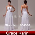 In Stock Grace Karin  White Strapless Chiffon Long Beading Formal Evening Dress  CL6037