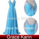 Junoesque Design Chic A-Line Floor Length Chiffon Club Dress Lady Blue Evening Dress Red Carpet dresses Long Prom Gown CL6040