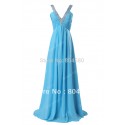 Junoesque Design Chic A-Line Floor Length Chiffon Club Dress Lady Blue Evening Dress Red Carpet dresses Long Prom Gown CL6040