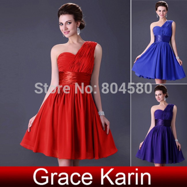 Latest Design Grace Karin One Shoulder Chiffon Prom Short dress Party Evening Dresses  CL4106