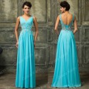 Latest Design Blue Ruffle Chiffon Long Evening Dresses Beaded Formal Prom Gowns Winter Dinner Party dress robe de soiree D7575 