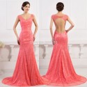 Latest Fashion 2015 New Lace Appliques Natural Evening dress Backless Formal Party Mermaid Prom dresses Long Celebrity Gown 7510