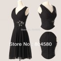  A-line V-neck Knee-length Homecoming Prom dresses Chiffon Ball party Gown women Short Evening Dress formal CL3440
