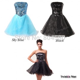   Ladies' Knee-Length Short Ball Gown Dress Women Cocktail Party Dresses Prom Black and Blue CL6054