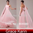   Lady Charming Sexy Shinning One-shoulder Floor Length Chiffon Celebrity dresses Beautiful evening dress CL6006