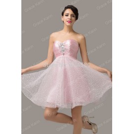   Strapless Satin & Organza women summer short dress formal party gown evening prom dresses CL6141 (AL12)