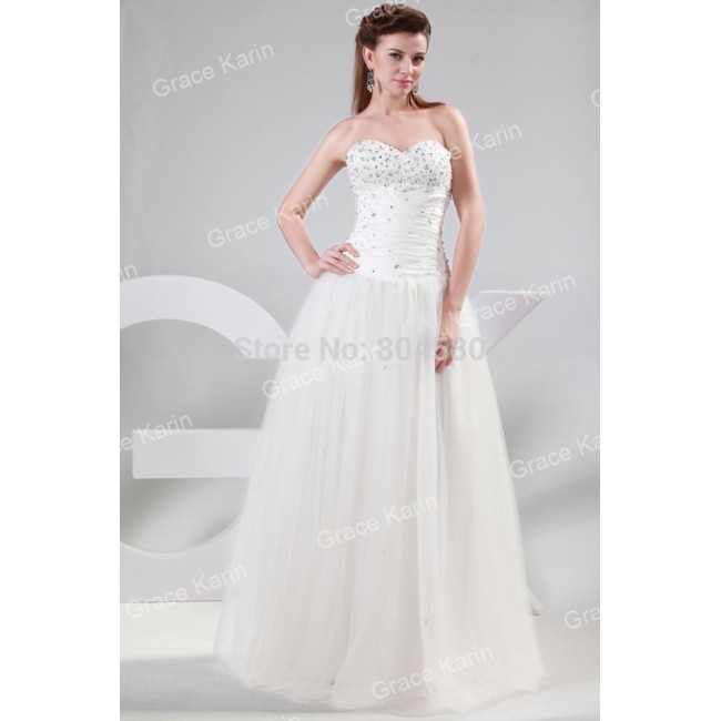  Arrive Sexy Strapless Tulle Bridal Bride Wedding dress Ball Gown Long Party Dresses CL4449