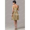  DesignGrace Karin Spaghetti Straps V-Neck Sequins Evening Party Gown Short Prom dresses mother of the bride dress CL6149