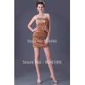  Fashion Gold Stretch Satin Bodycon dress Short Bandage Prom Party Evening Dresses  CL3136