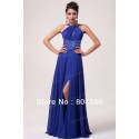  Fashion Ladies' Sexy Beads Split Front Event Special Occasion Evening Dresses Blue Long Prom party Gown Formal Dress CL6023