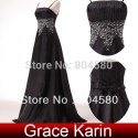  Fashion Ladies' Sexy Spaghetti straps Long Formal Evening Dress Women Prom Party Gown Black Satin dresses  CL4974