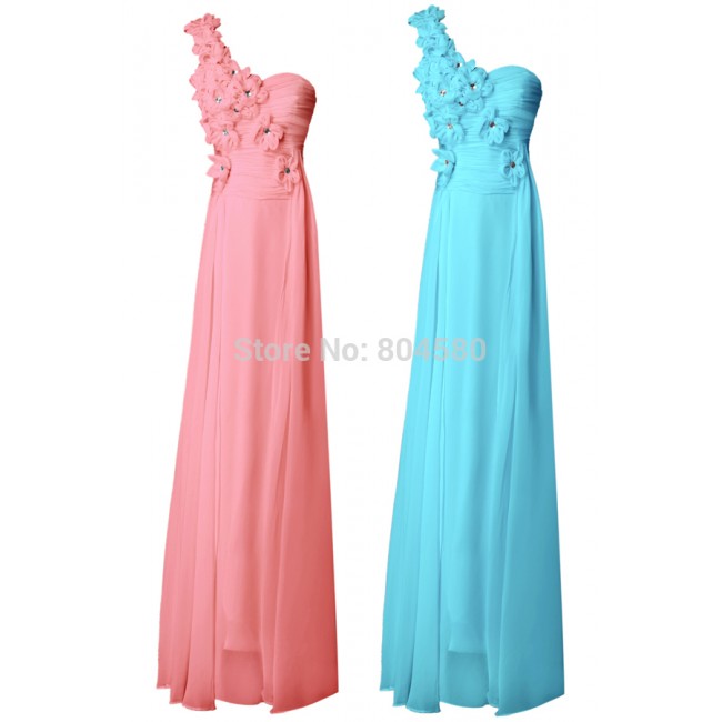  Fashion Stock One shoulder Chiffon Formal Dress Fashion Design Evening Dress Long 8 Size US 2~16 CL4526