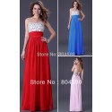  Fashion Stock Strapless Formal Party dress Floor Length Blue Red Pink Long Chiffon Backless evening dresses Gown CL3424