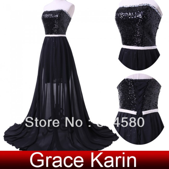  Grace karin Fashion Black color Beading Women's prom dresses design Club Evening Party Dress CL4408