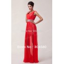  Lady Deep V Neck Chiffon+Sequins Floor Length Long Party Dress special occasion Formal Evening Dresses Red Prom Gown CL6004